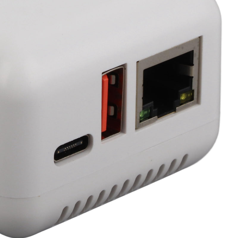 Denash USB 2.0 Network Print Server, Plug and Play LAN USB Print Server Adapter, USB 2.0 Port Network Print Server for Linux 3.4 for Wins or Later, for Android, for iOS US Plug 100 to 240V