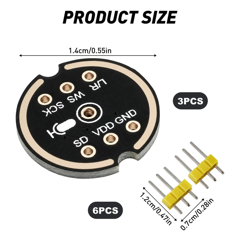 Set of 3 INMP441 Omnidirectional Audio Module with 24-Bit I2S Digital Output, MEMS Microphone for ESP32, Arduino, Digital Microphone Module ESP32, Precise Audio Recording for Voice and IoT Projects
