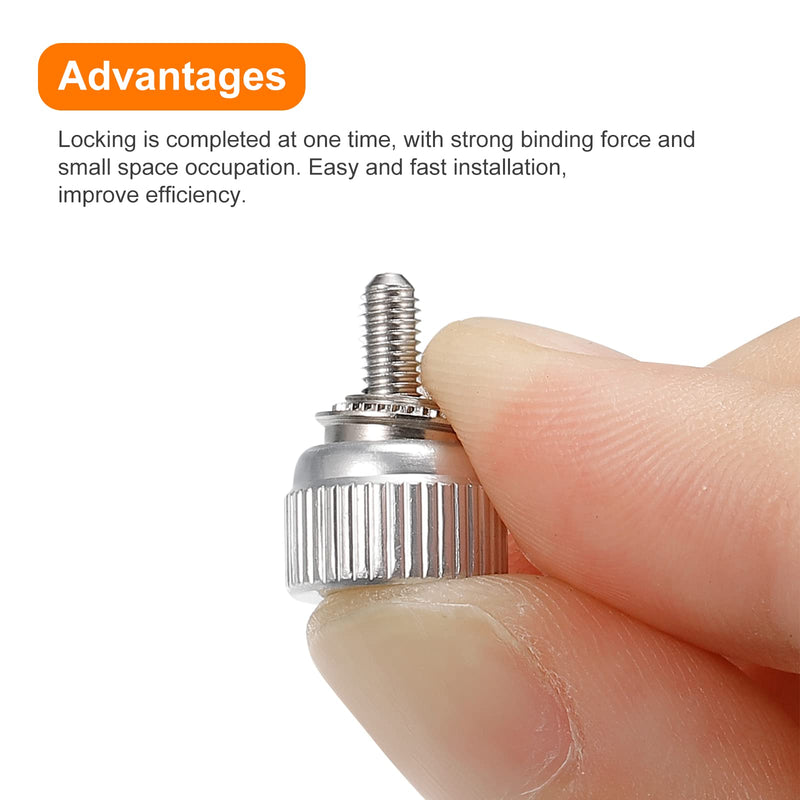 uxcell 10pcs M3-0.5x7.37mm Computer Case Stainless Steel Thumbscrews, PF11 Knurled Head Spring Loaded Self-Clinching Panel Fasteners for PC Computer Case, Silver White 10