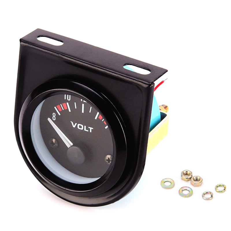 12V Voltmeter Gauge 2" 52mm Volt Voltage Meter Gauge Universal Pointer Voltmeter Car Auto Measure Range 8-16V LED Light Dial Black