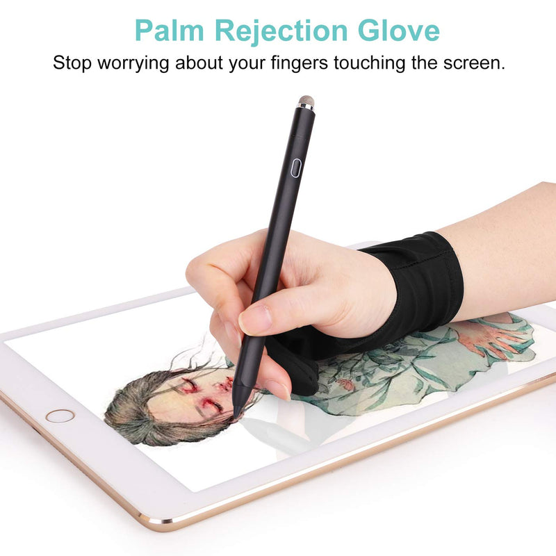 Mixoo Artists Gloves 2 Pack - Palm Rejection Gloves with Two Fingers for Paper Sketching, iPad, Graphics Drawing Tablet, Suitable for Left and Right Hand (Medium) Medium