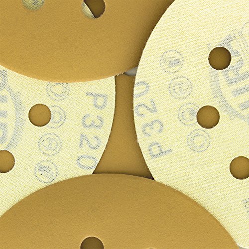 Dura-Gold Premium 5" Gold Sanding Discs - 320 Grit (Box of 50) & Dura-Gold - Pure Gold Superior Tack Cloths - Tack Rags (Box of 12)