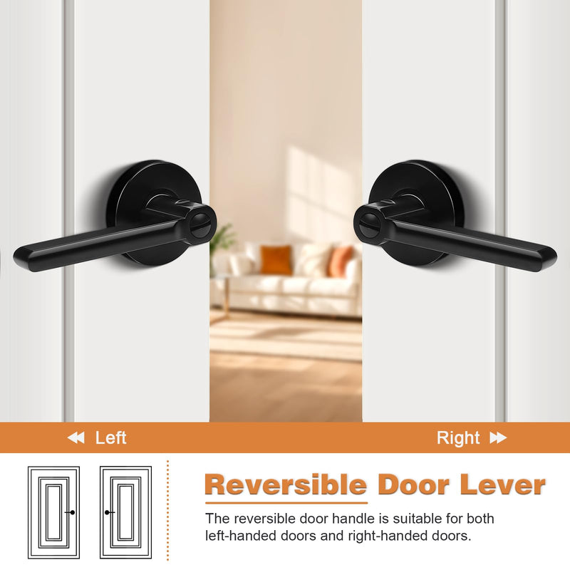 Probrico Privacy Door Handles for Bedroom and Bathroom Black Privacy Door Handle Lever, Keyless Interior Door Handles Bed Bath Door Lockset, 1 Pack