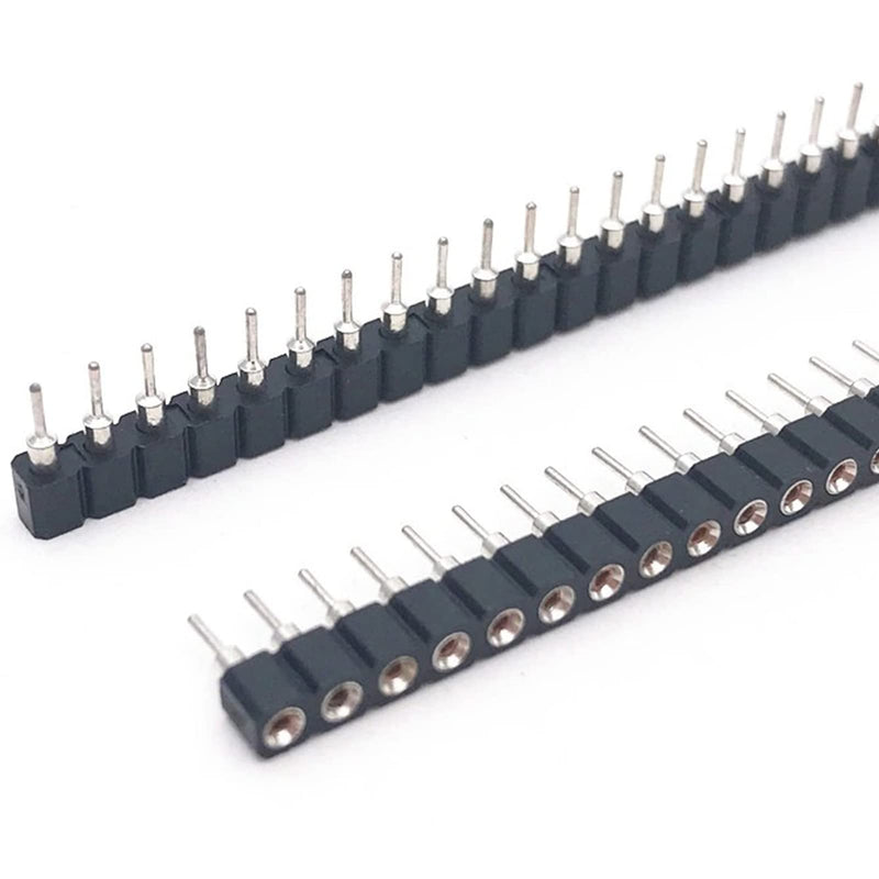 BuyWeek Socket Header Tin, 5pcs 1x40P 2.54mm Round Hole Single Row Female Header 40Pin PCB IC Crystal Socket Connector