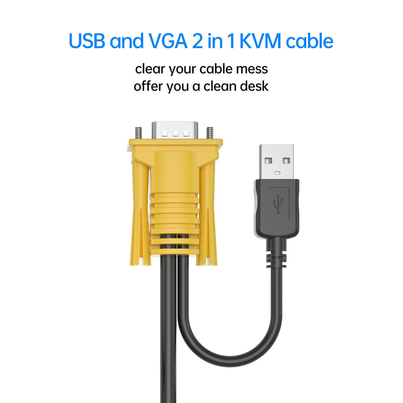 VGA KVM Cable 16ft, USB VGA 2in1 KVM Cable for VGA KVM Switch (2pack, 5m) 2pack 5m/16ft