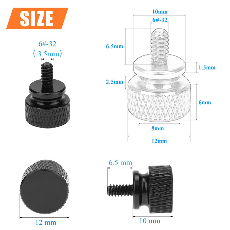 10 Pieces 6-32 Thread, Black Color Anodized Aluminum Computer Case Thumbscrews, Thumb Screws for Computer Case/Cover/Power Supply/Hard Drives Black (10 Pieces)