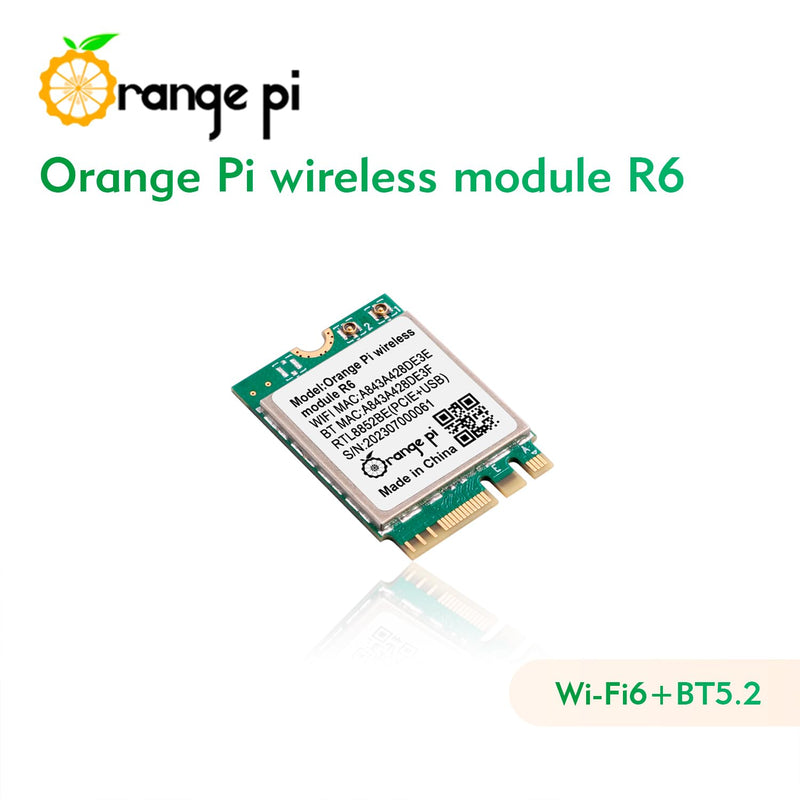 Orange Pi WiFi 6 Wireless Module R6, PCIe Network Card with Bluetooth 5.2, Wireless Adapter for Orange Pi 5 Plus
