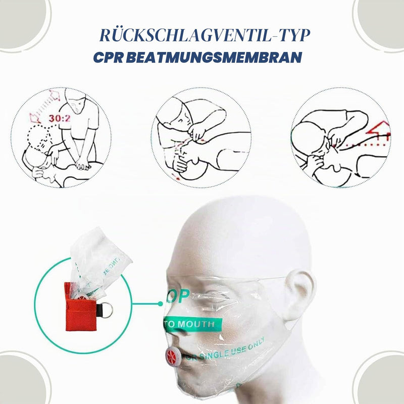 Set of 4 Respiratory Mask First Aid, Ventilation Mask, Key Pendant, Ventilation Cloth, CPR Mask, Key Pendant with Carabiner, Suitable for First Aid, Breathing Mask, First Aid, Ambu Bag