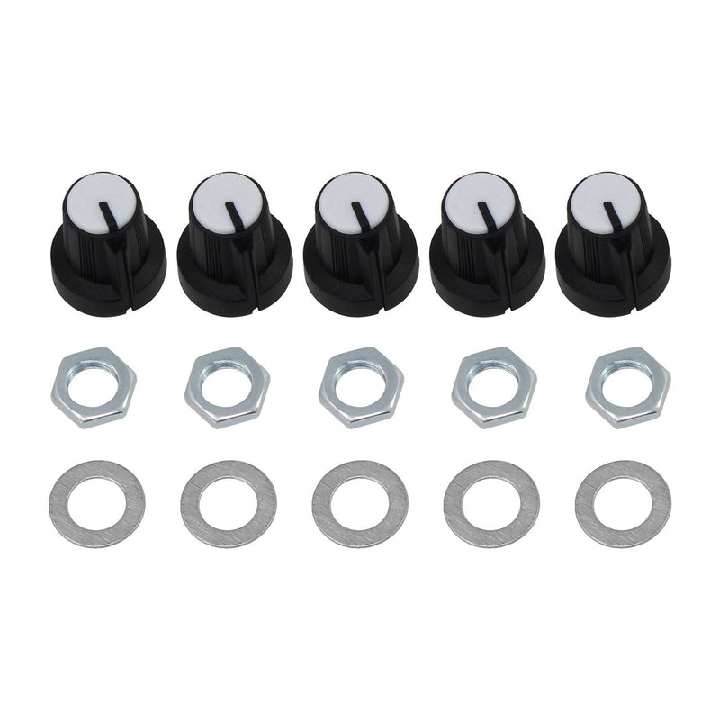 Aussel 10K OHM B10K Linear Thermometer 3 Terminal Rotary Potentiometer with Cap Nuts and Washers 5pcs (B10K-5PCS) B10K-5PCS