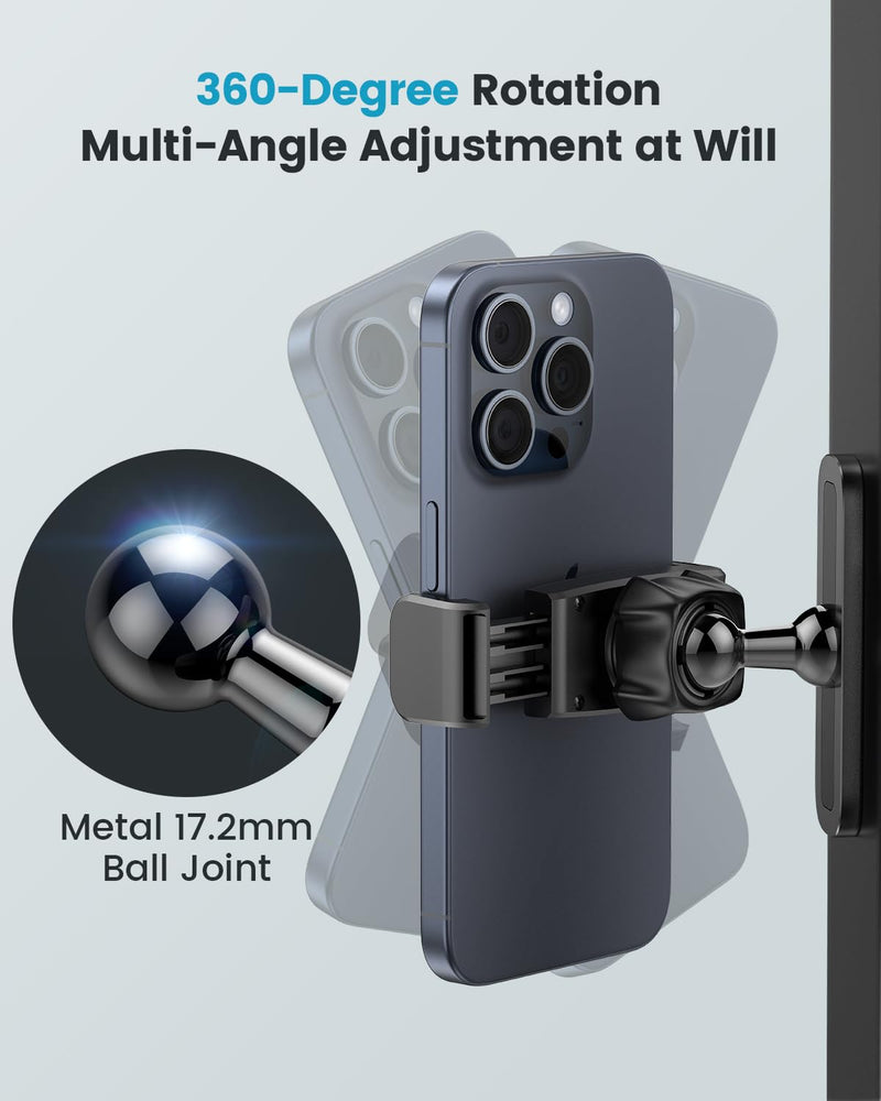 APPS2Car Gym Magnetic Phone Holder, 360 Adjustable, Compatible with 4.7-6.5" Smartphones, Alloy Base and Joint, Black Black - 1 Pack
