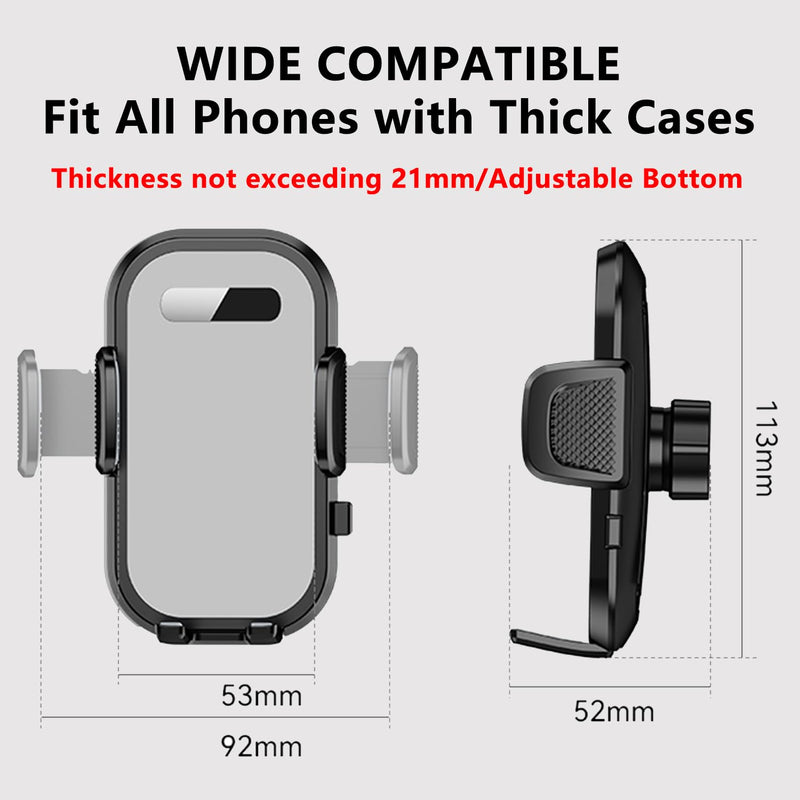 Car Phone Holder Phone Mount for Car Windshield Dashboard Air Vent Universal Hands Free Automobile Cell Phone Holder Fit for iPhone Samsung Moto Smartphone (Black) Black