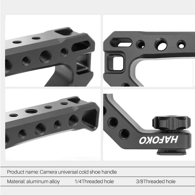 R005 Camera Top Handle Grip Hot Shoe Top Cheese Mount Universal Video Stabilizing Rig with 3 Cold Shoe 1/4" 3/8" competible with Cameras for LED Light, Microphone, Monitor for Low Angle Shoot