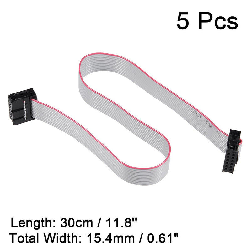 uxcell IDC 12 Pins Connector Flat Ribbon Cable Female Connector Length 30cm 2.54mm Pitch,5pcs