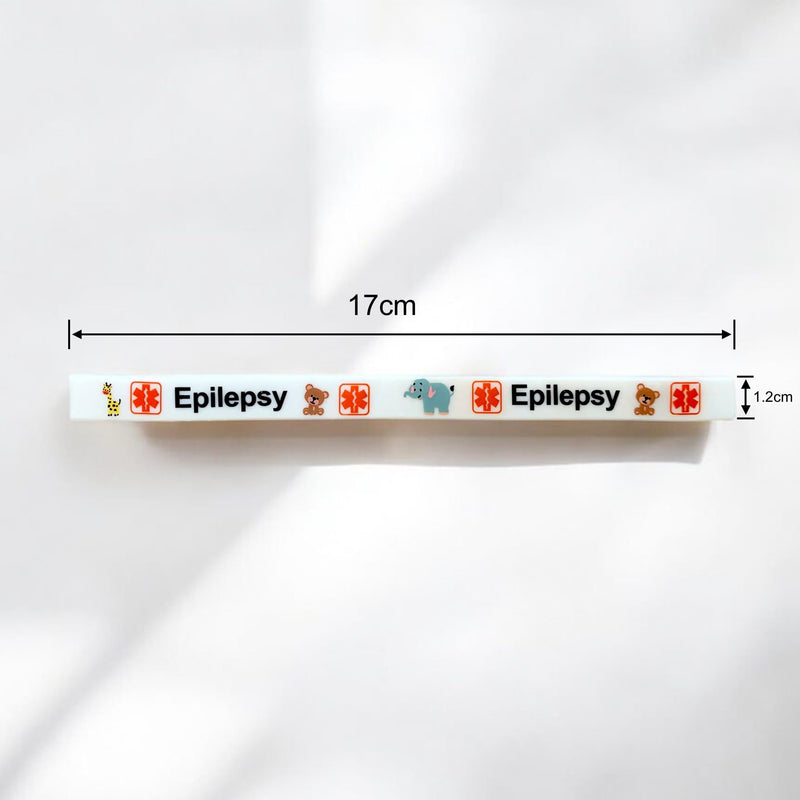Epilepsy Medical Alert Bracelet for Kids, Hypoallergenic Silicone, Waterproof, Child Safe, 17cm, Cute Animal Design Medical ID Bracelet (White, Pink, Blue, Purple) rose