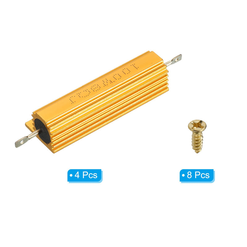 PATIKIL 100 W 8 Ohm Aluminum Housing Resistor with Screws Set of 4 Aluminum Housing Resistor Housing Case Wirewound Resistor Screw Connection Power Resistor Golden | Load resistor, 5% tolerance, power resistor, screw tap, wire resistor 8 ohms