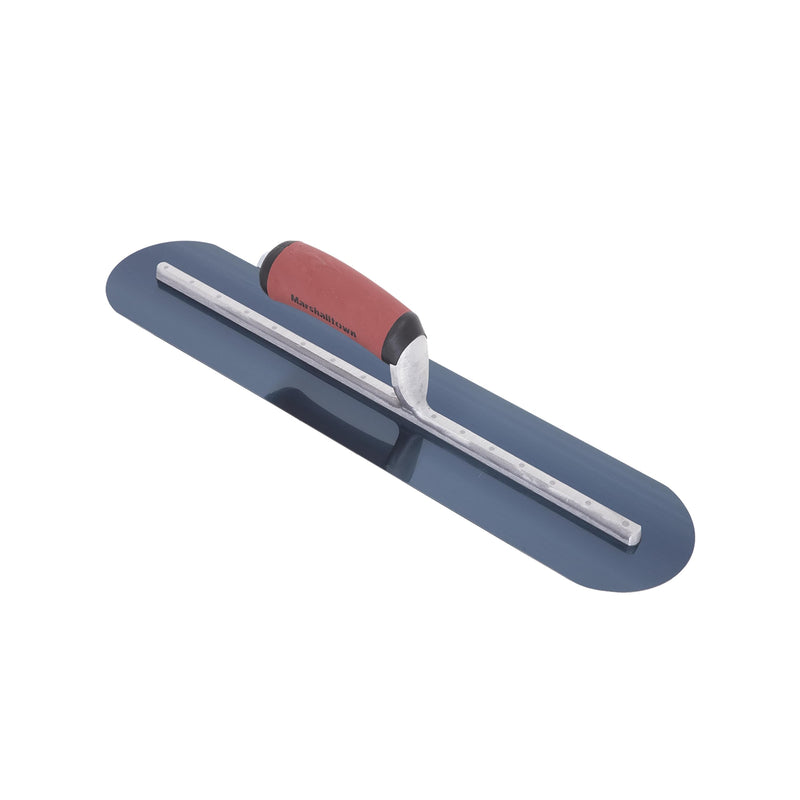 Marshalltown Fully Rounded Concrete Finishing Trowel, Blue Steel Blade, DuraSoft Handle, 20 x 4, Assembled in USA, MXS20BRD
