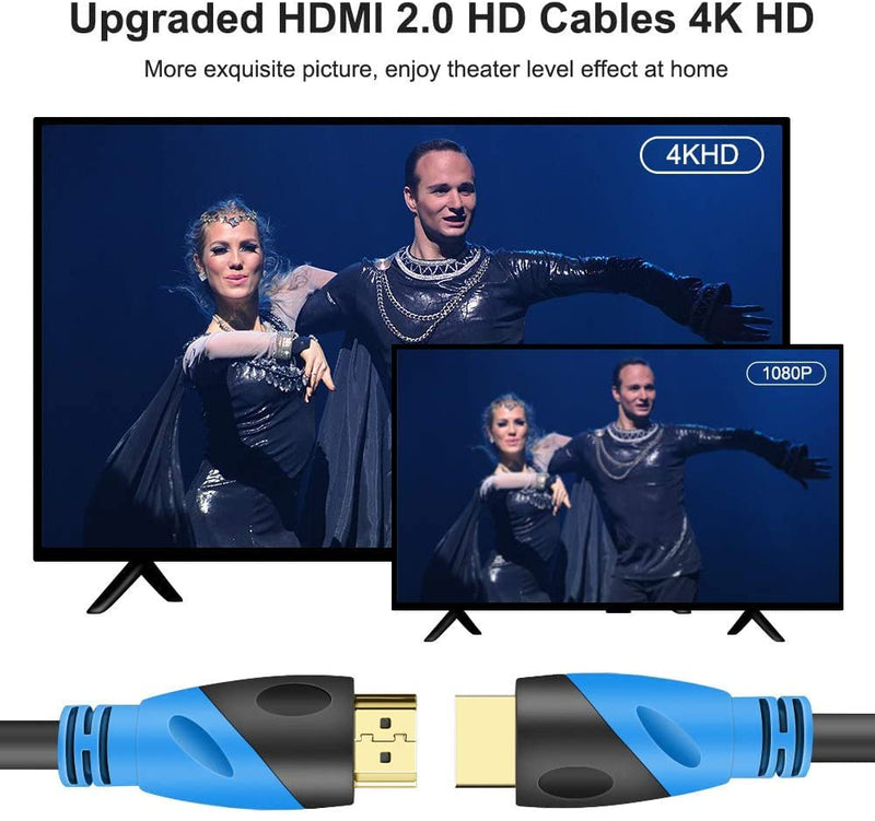 Rommisie 4K HDMI cable 2m (HDMI 2.0.18Gbps) Ultra High Speed gold-plated connectors, Ethernet Audio Return Video 4K, Full HD1080p, 3D compatible Xbox Laptop PS3 PS4 PS9 PC HDTV