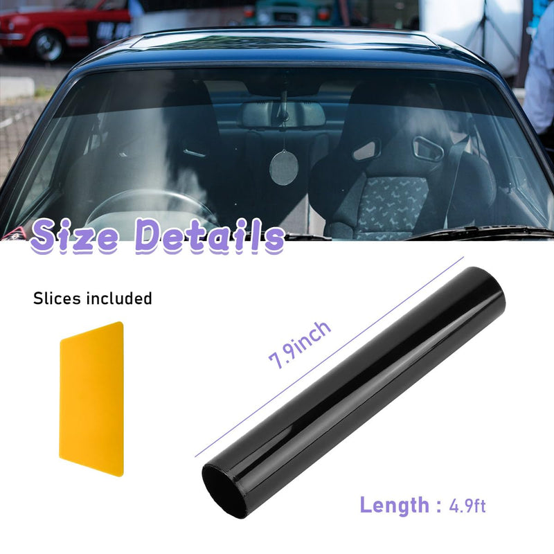 Kewucn Car Window Sun Visor Strip Tint Film, Auto Tint Film for UV Rejection and Heat Reduction, Front Windshield Solar Protection Film for Shading and Filtration, Car Accessories (Black) Black