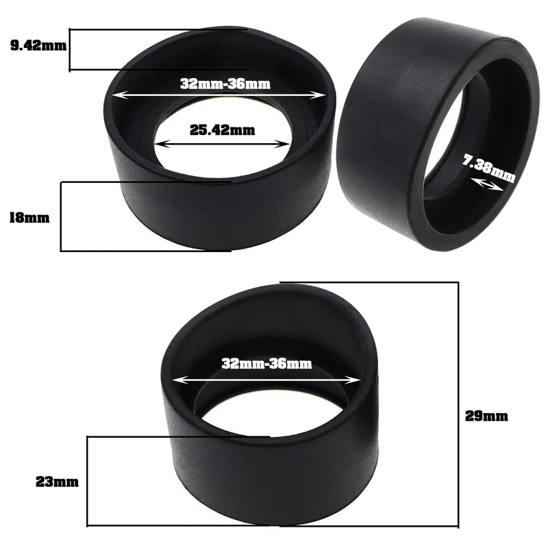 eMagTech Pack of 4 Eyepiece Covers for 32-36mm Stereo Microscope Eyepieces Soft Rubber Eye Protectors Eyecup (2x Oblique Angle and 2x Flat Angle) Black