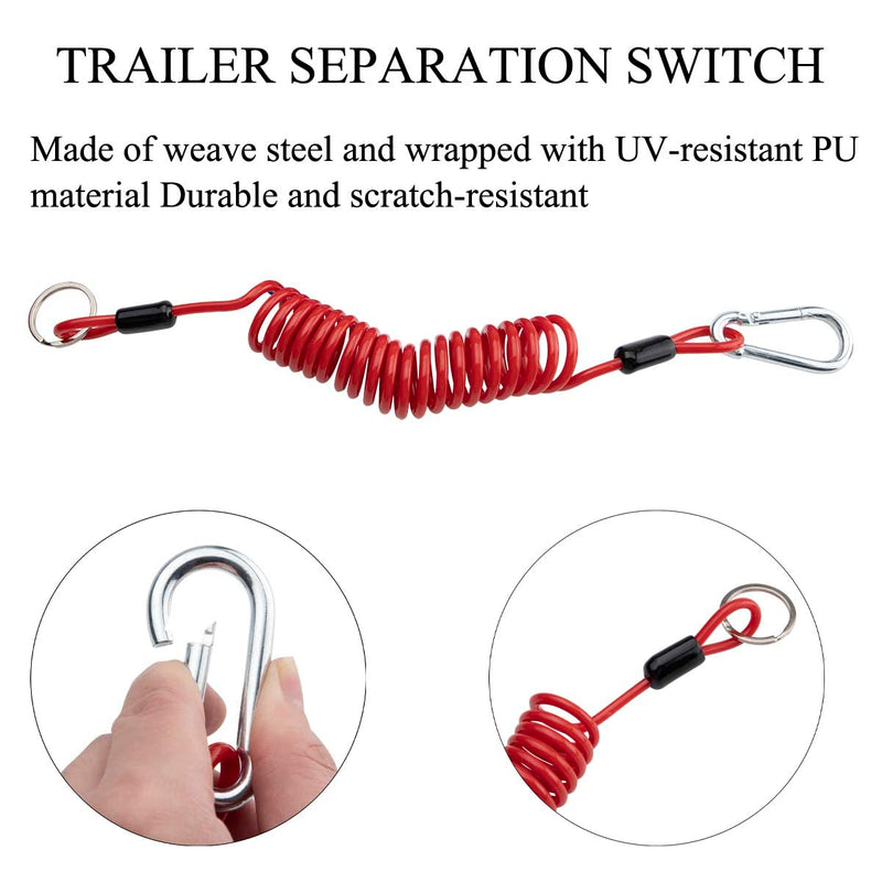 Trailer Breakaway Switch, 6ft Breakaway Coiled Cable with Electric Brake Switch Breakaway and Coiled Cable Fits for RV Towing Trailer