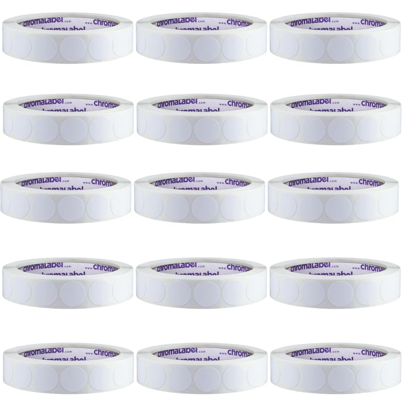 ChromaLabel 3/4 Inch Circle Sticker Labels, Colored Dot Stickers, Removable Sticky Dots, 1000 Color Coding Labels per Roll, White - Case of 15