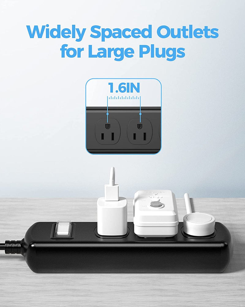 EIGSO Outdoor Power Strip Weatherproof, IPX6 Grade Waterproof Surge Protector with 3 Wide Outlets, Anti-Electric Shock, 15 FT Heavy Duty Extension Cord for Outdoor Patio Garden, Black