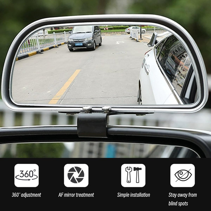 Mandark 2PCS Car Blind Spot Mirror, Rectangle HD Glass Convex Vehicle Rearview Mirror, Wide Angle Adjustible Auto Exterior Blindspot Side View Mirror, Universal for SUV, Sedan, Truck (Silver) Silver