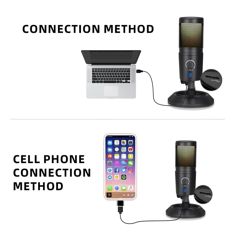 RGB Microphone, USB Live Streaming Capacitor Microphone, Computer Competitive Recording Tape, Lighting