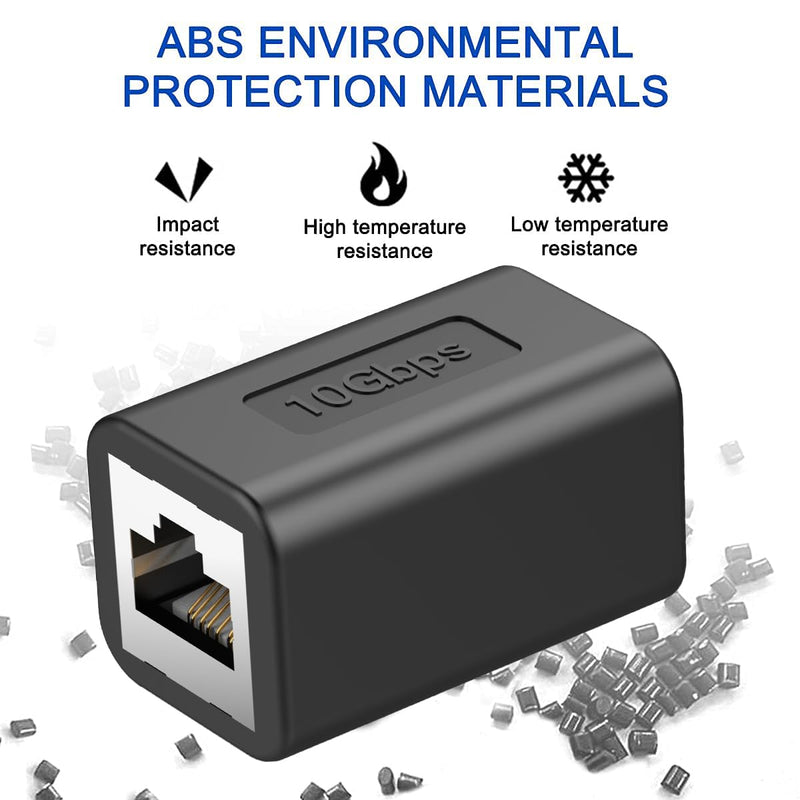 Ethernet Extender 10Gbps RJ45 Ethernet Coupler, in Line Coupler for cat8/Cat7/Cat6/Cat5e/Cat5 Ethernet Cable Extender Adapter for PC Router Modem PS5 Xbox Female to Female (6 Packs Black) 6Packs