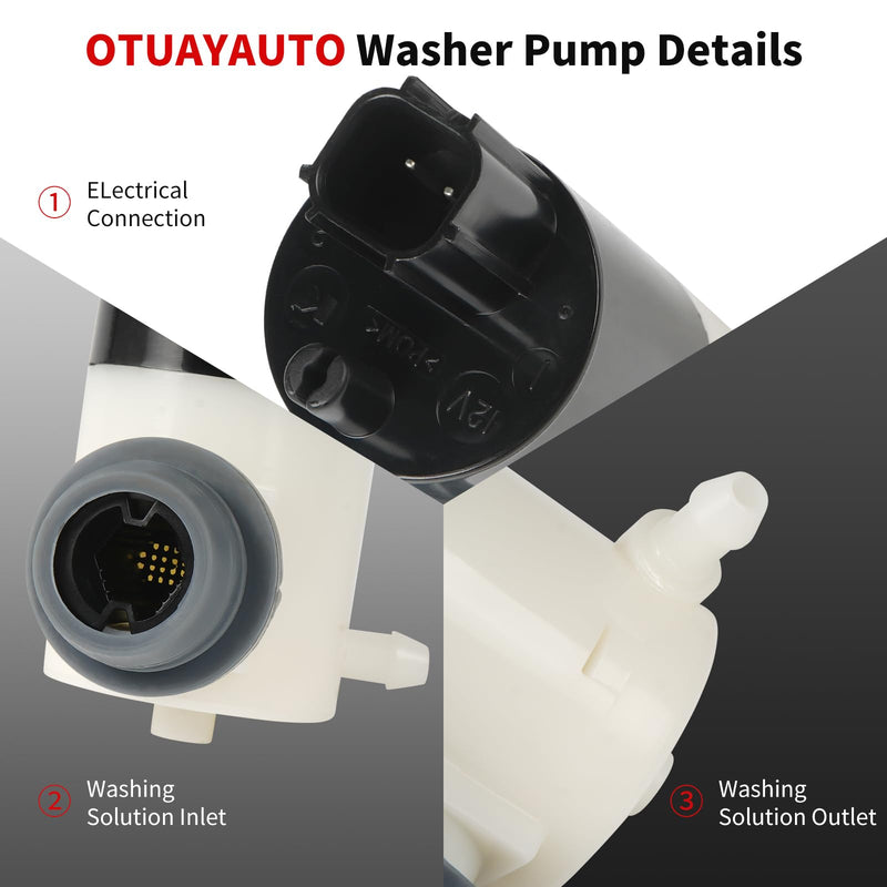 OTUAYAUTO Windshield Washer Pump - Replacement for Chrysler, Dodge RAM, Ford F150, Jeep, Lincoln Factory OE Style with Grommet OEM # 55077241AA, 05103452AA, 05011807AB, 05013160AA