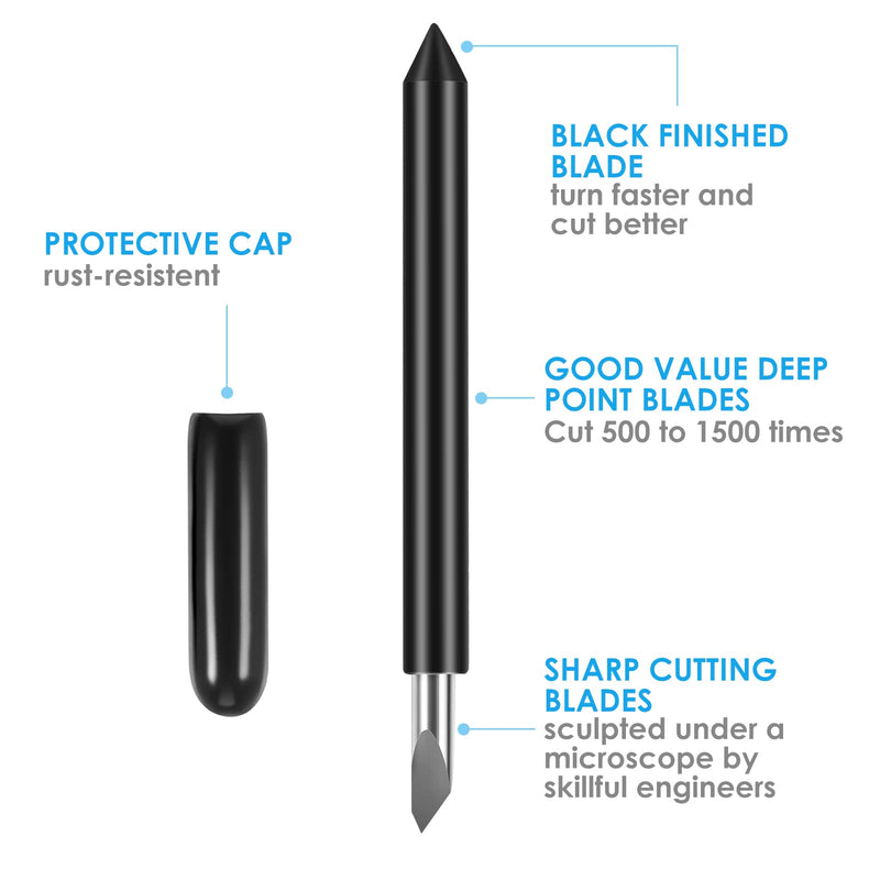 10PCS Deep Point Cutting Blades Compatible with Maker/Maker 3/Explore Air/Air 2/Explore Air 3 Cutting Machines Replacement Blades for Glitter Vinyl, Cardstock, Faux Leather, Adhesive Foil, Vellum Deep Cut Blades