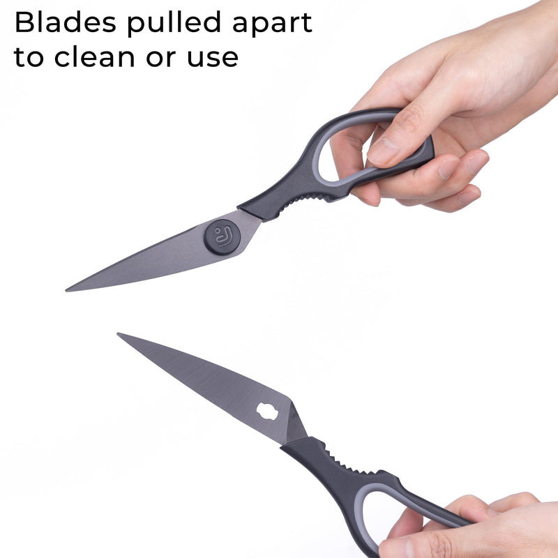 Linoroso Kitchen Scissors All Purpose Kitchen Shears with Magnetic Holder, Soft Grip Handle Cooking Scissors Dishwasher Safe with Come Apart Blade Heavy Duty Scissors for Meat, Vegetable, Herb, Black