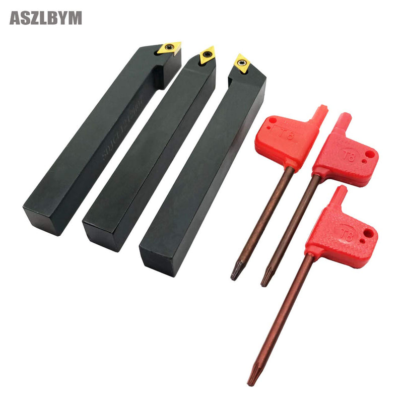 3PCS 1/2" CNC Lathe Carbide Turning Tools Indexable Holder Set SDNCN1212H07 + SDJCL1212H07 + SDJCR1212H07 with 3PCS DCMT21.51 Indexable Carbide Turning Insert
