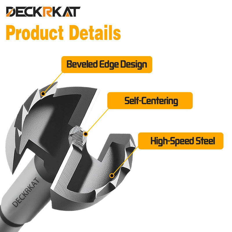 DECKRKAT 2-Piece 2-1/8" Forstner Drill Bits - Smooth Flat Bottom Drill Bits for Wood, Hard & Soft Wood Drilling, 3/8" Shank Fits Drills/Drill Presses. (54mm) 2-1/8"