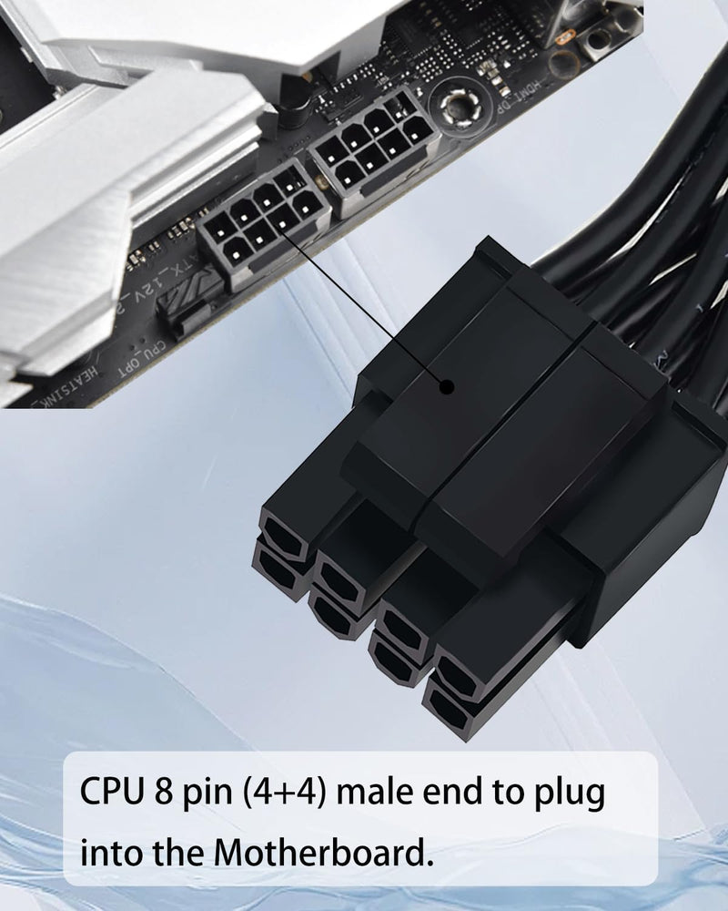 COMeap CPU Cable for Corsair PSUs, CPU 8 Pin Male to Dual CPU 8 Pin (4+4 Detachable) Male EPS-12V Motherboard Power Adapter for Thermaltake ARESGAME Power Supply 27-inch(69cm) 27 inches(69cm)