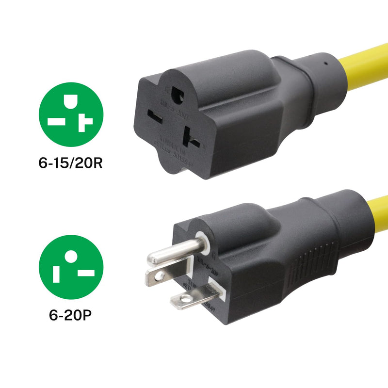 FIRMERST 20 AMP 10 FT 12 Gauge Extension Cord, NEMA 6-20P to 6-20R 250 Volt 10 Feet