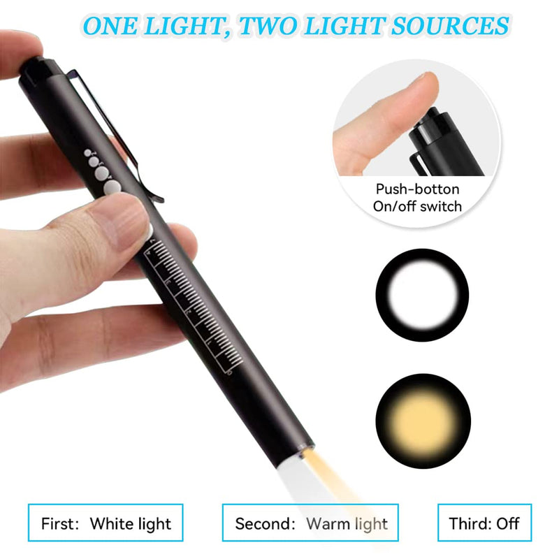LEKIA Medical Pupil Light, Diagnostic Light, Nurse Emergency Service Accessories with Pupil Measuring Device and Ruler, Rechargeable USB LED Penlight for Nurses, Student Doctors, 1 Piece, Black