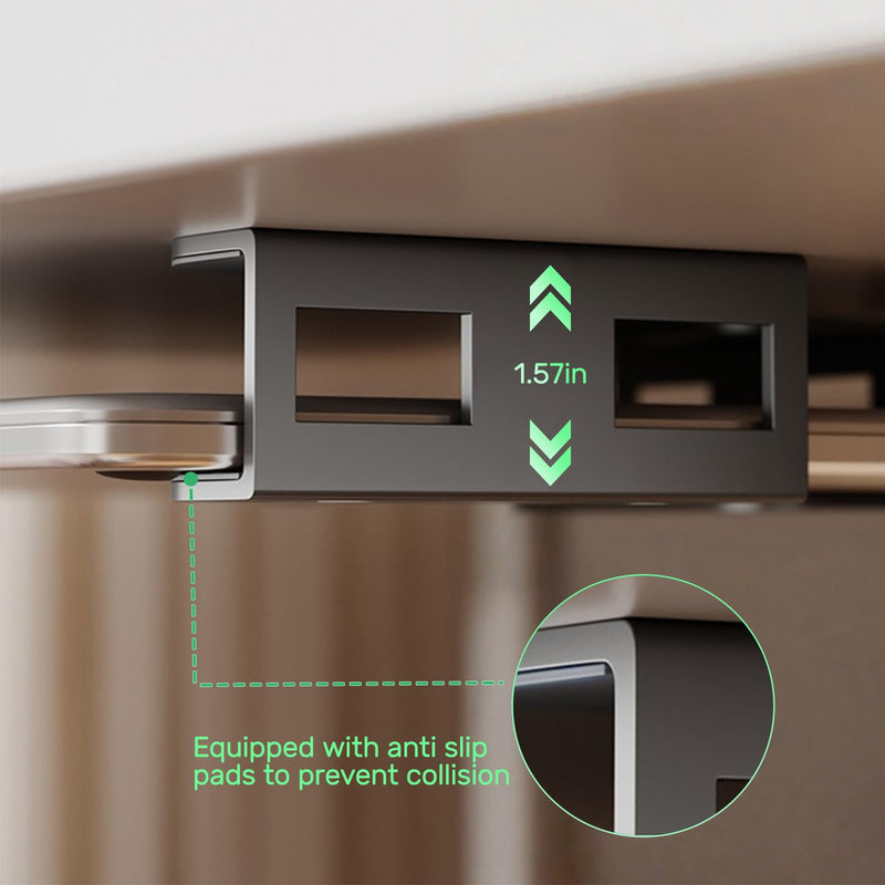 Under Desk Storage Laptop Mount, Under Desk Keyboard Tray with Anti-Scratch Silicone, for Devices up to 1.2" MacBook, Mini (Black) Black
