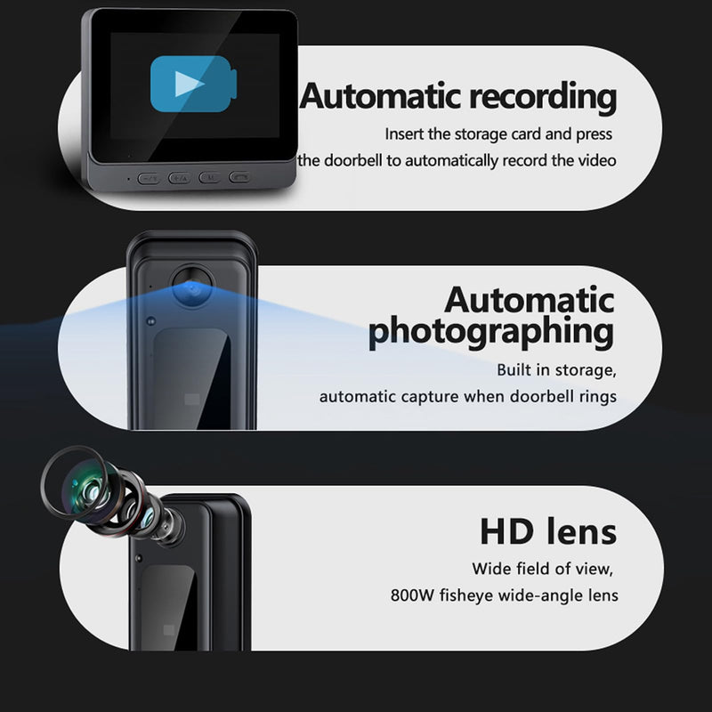 Video Doorbell Intercom with Monitor System, Smart Home Video Intercom Door Phone Kits, 8MP 170° Wide Angle Camera, 4.3 Inch Screen, for Apartment