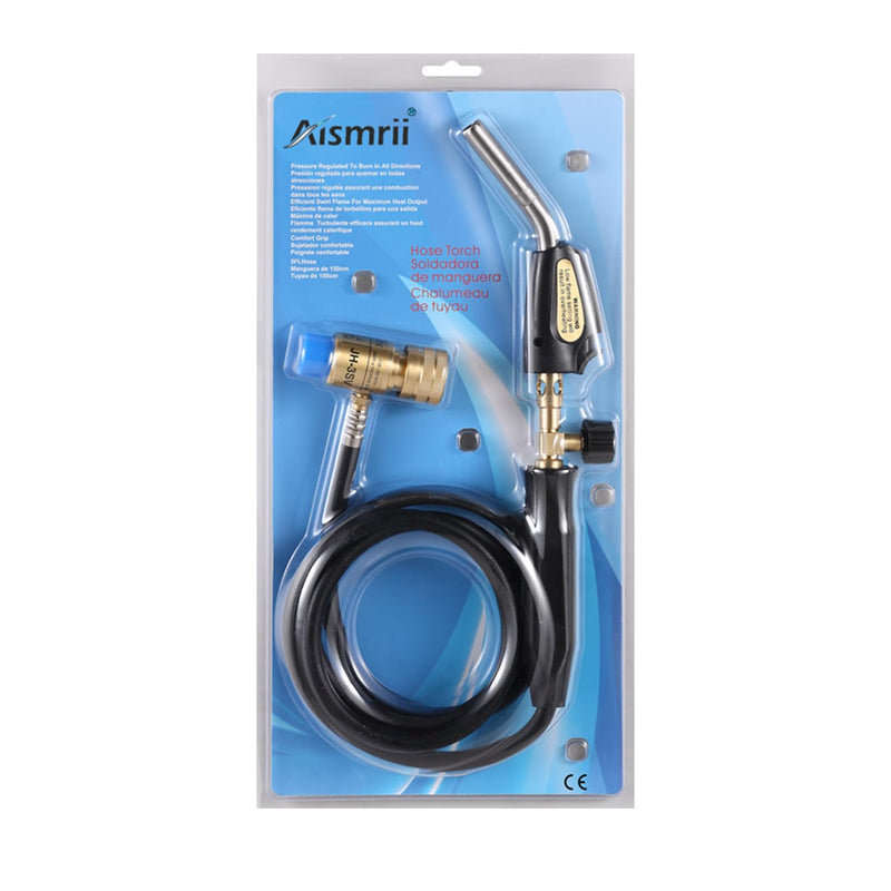 Propane Torch Hand Hose, Mapp Gas Torch,Welding Torch,Hose Length 1.5M/60"-with Hook Quick ignition with valve Style
