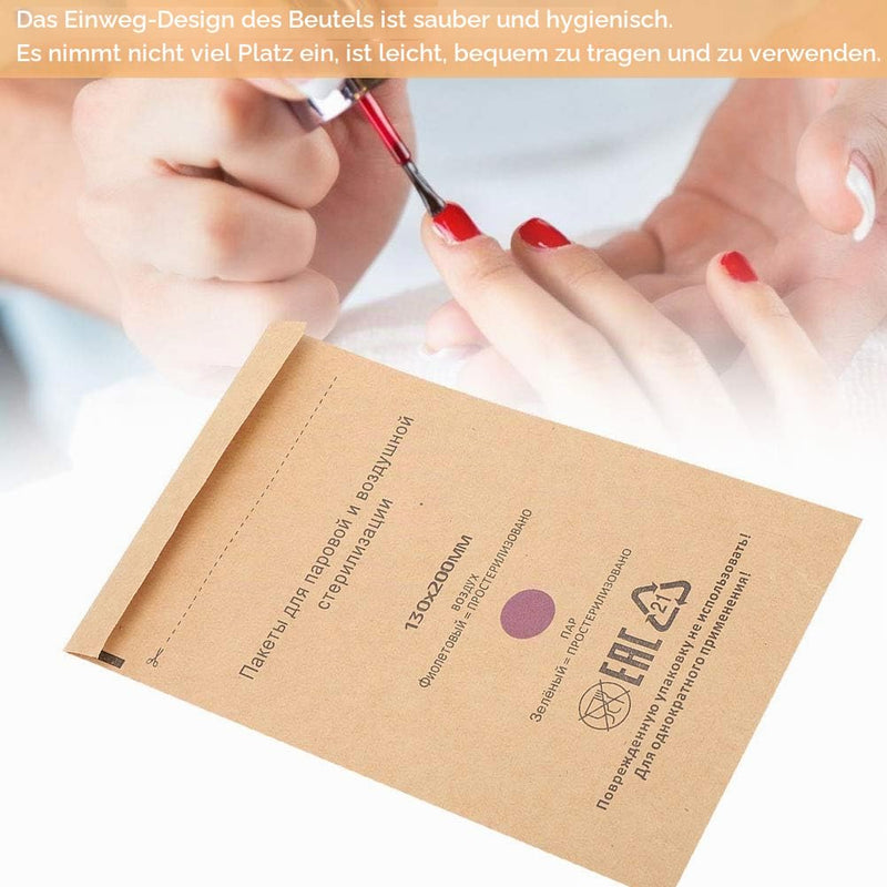 Sonew Pack of 100 Sterilisation Bags, Self-Sealing Sterilisation Autoclave Bags, Disposable Steriliser Bags, Disinfectant Accessories for Cosmetics and Nail Tools