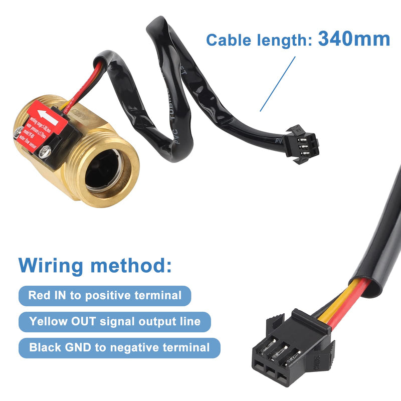 SWAWIS 2 pieces G3/4 water flow sensor, flow sensor water 3/4'' flow meter, water flow Hall sensor flow switch water flow switch, 1-30L/min