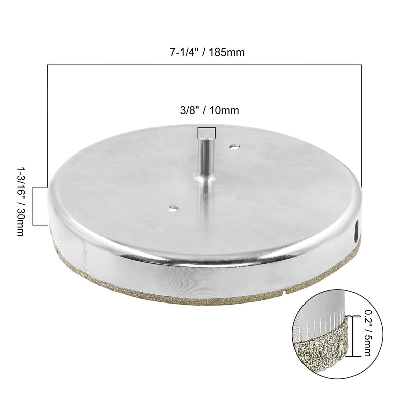 7-1/4 Inch Diamond Drill Bits, Glass Tile Hole Saw, Suitable for Ceramic, Glass, Tile, Porcelain, Marble 185mm | 7-1/4" 1