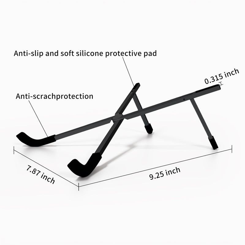 Protable Laptop Stand for Desk,Foldable Laptop Riser Holder,Ventilated Cooling Notebook Mount Computer Stand for 10-15.6” Laptops,Tablets，Aluminum (Black) Black