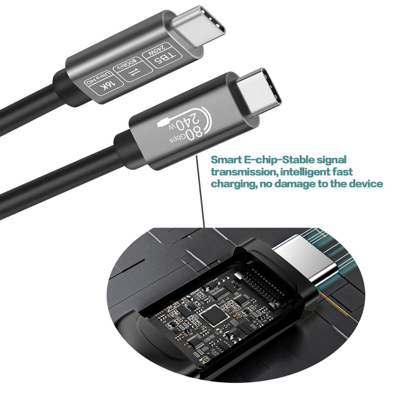 USB C Cable 80Gbps Thunderbolt 5/4/3 6ft, USB4 | 240W Fast Charging | 16K/8K Video Display | Compatible with MacBook Pro/Air, iPad Pro, Dell XPS, Galaxy S24 (USB 4.0/3.2/3.1) 1.8M-6FT