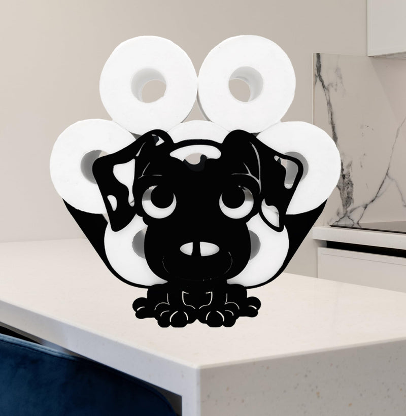 Decorative Metal Dog Toilet Paper Holder - A Humorous, Space-Saving & Corrosion Resistant Bathroom Accessory | Holds 8 Rolls | Easy Assembly | Functional Conversation Starter Dog Z