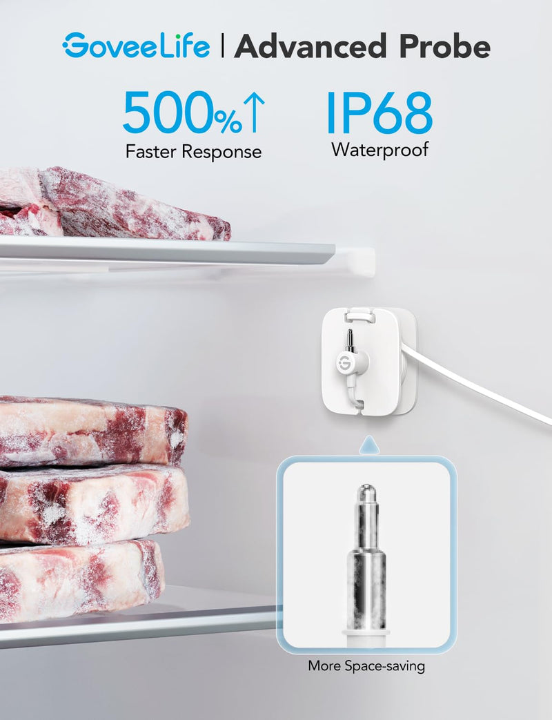 GoveeLife WiFi Refrigerator Thermometer with Alarm, Wireless Digital Freezer Temperature Gauge with App Control, LCD Display, 2 Years Free Data Export, for Home Kitchen Fridge Hot Tub 2 Pack 1 Gateway + 2 Sensor