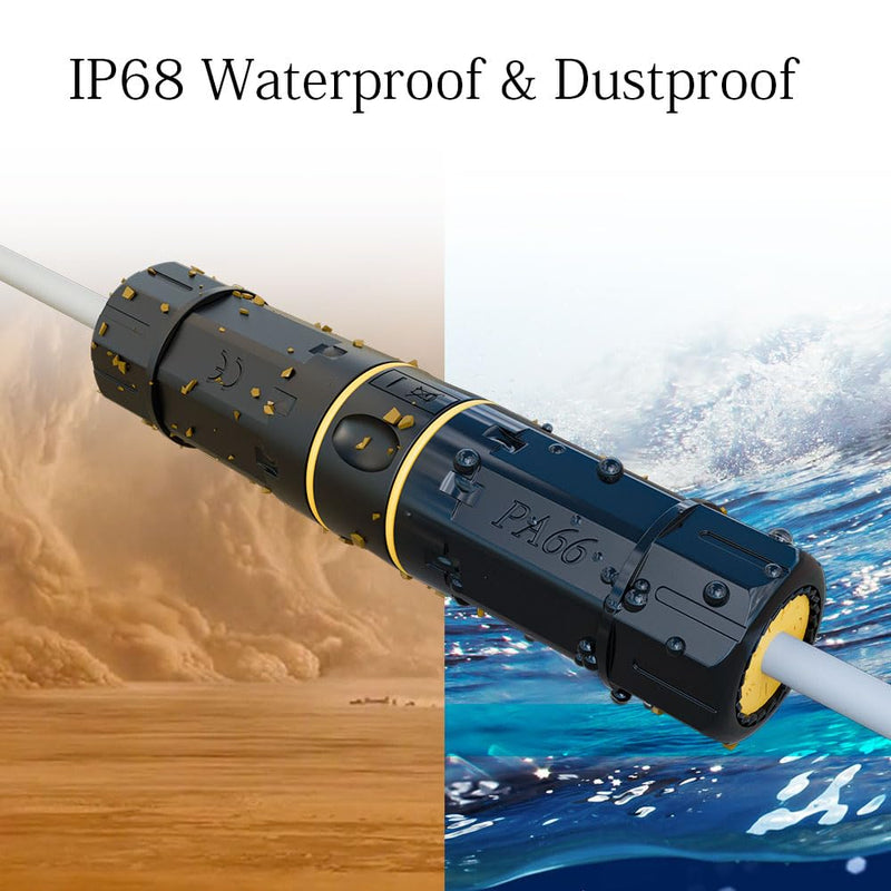 FGB 10Gbps Waterproof RJ45 Coupler Cat7, Shielded IP68 Weatherproof Ethernet Connector, Waterproof Ethernet Coupler Outdoor Network LAN Cable PoE, 6-Pack