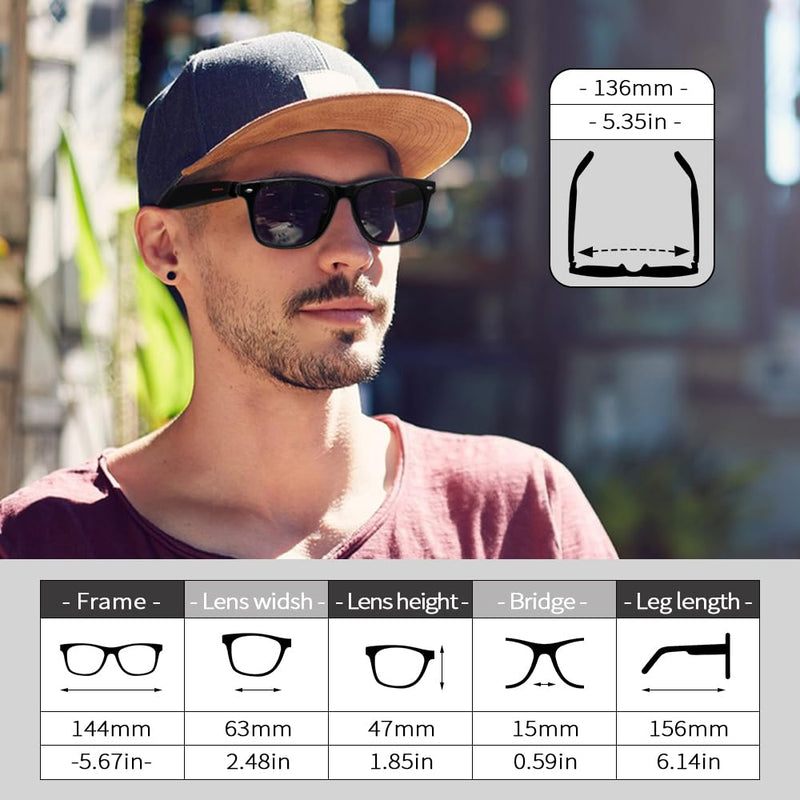 Polarized Smart Glasses for Men Women with AAC Speaker Open Ear Music Touch Control Remote Photo Hand-free Calling, Unisex Audio Intelligent Bluetooth 5.0 Sunglasses, Great Gift for Friends Polarized