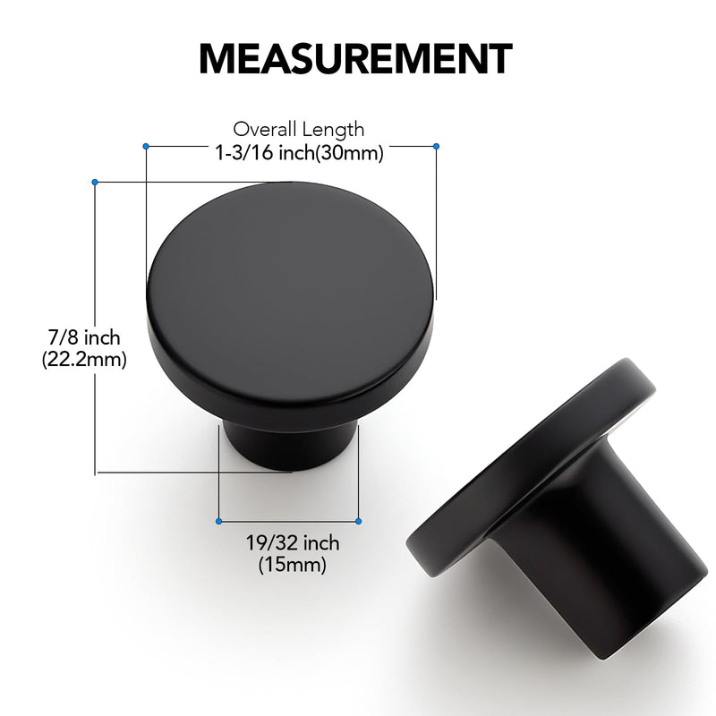 HOME EDIT 30 Pack Black Cabinet Knobs, 1-1/5 Inch Round Drawer Knobs for Kitchen Cabinets, Dressers & Closet Doors
